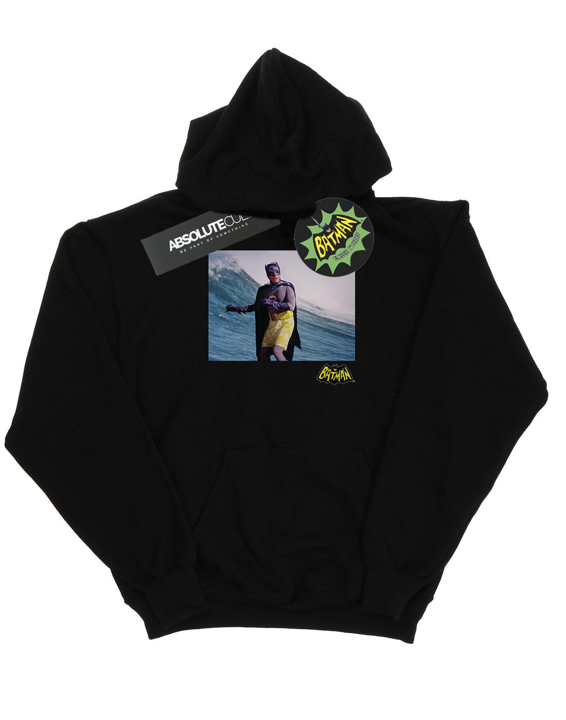 Black - Front - DC Comics Girls Batman TV Series Surfing Logo Hoodie