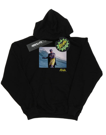 Black - Front - DC Comics Girls Batman TV Series Surfing Logo Hoodie