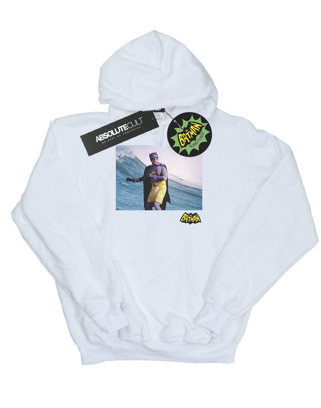 White - Front - DC Comics Girls Batman TV Series Surfing Logo Hoodie