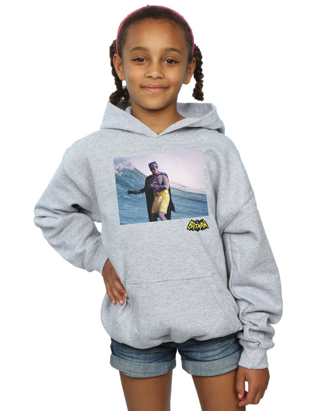 Sports Grey - Back - DC Comics Girls Batman TV Series Surfing Logo Hoodie