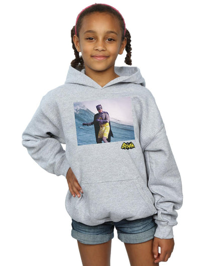 Sports Grey - Back - DC Comics Girls Batman TV Series Surfing Logo Hoodie