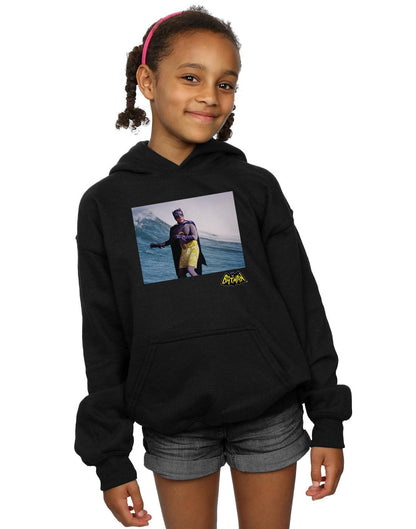 Black - Back - DC Comics Girls Batman TV Series Surfing Logo Hoodie