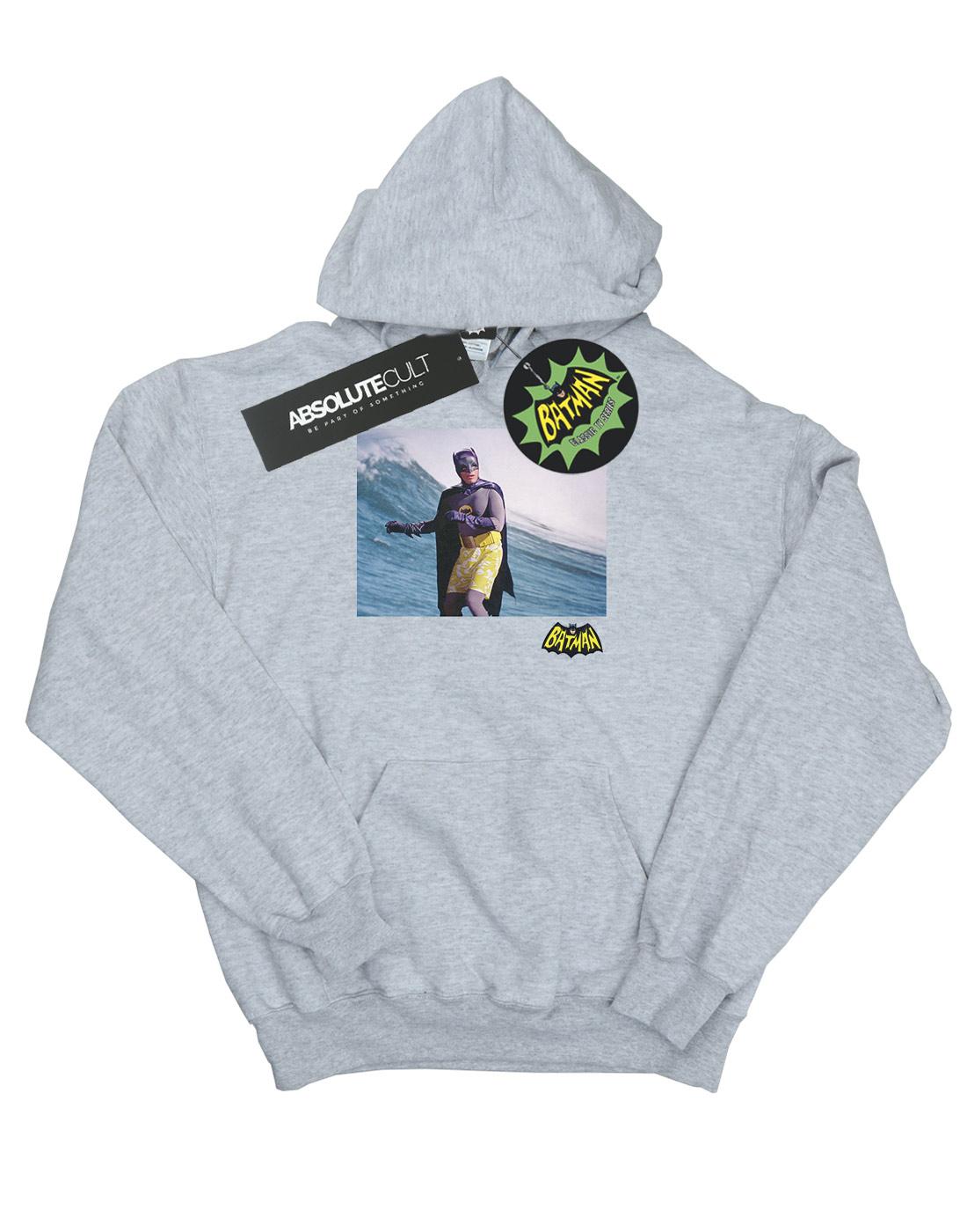 Sports Grey - Front - DC Comics Girls Batman TV Series Surfing Logo Hoodie