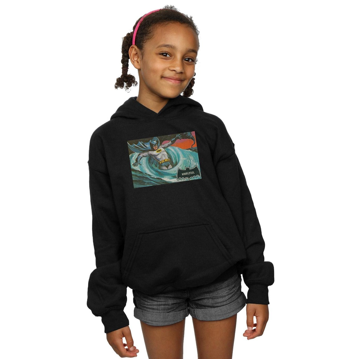 Black - Back - DC Comics Girls Batman TV Series Whirlpool Hoodie