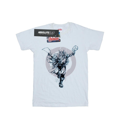 White - Front - Marvel Womens-Ladies Thor Circle Cotton Boyfriend T-Shirt