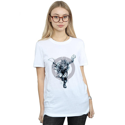 White - Back - Marvel Womens-Ladies Thor Circle Cotton Boyfriend T-Shirt