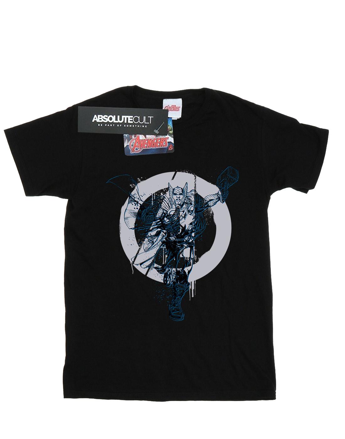 Black - Front - Marvel Womens-Ladies Thor Circle Cotton Boyfriend T-Shirt