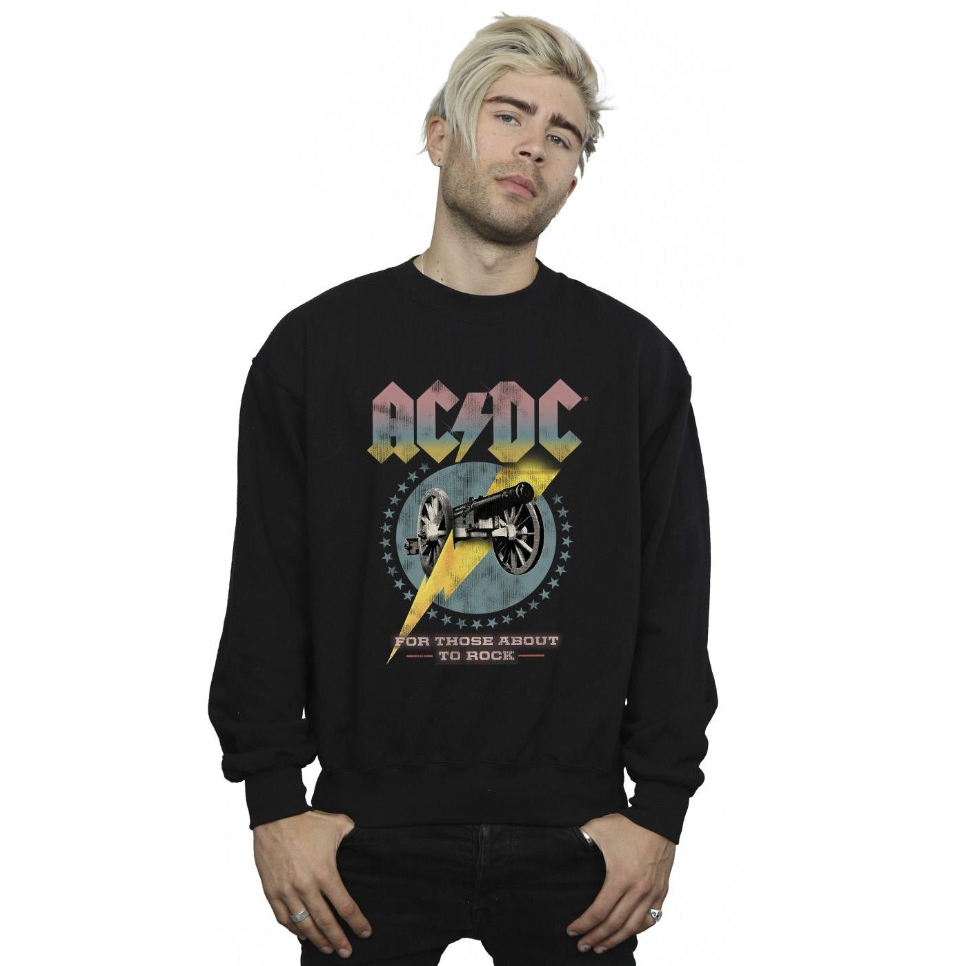 Black - Back - ACDC Mens For Those About To Rock Cotton Sweatshirt