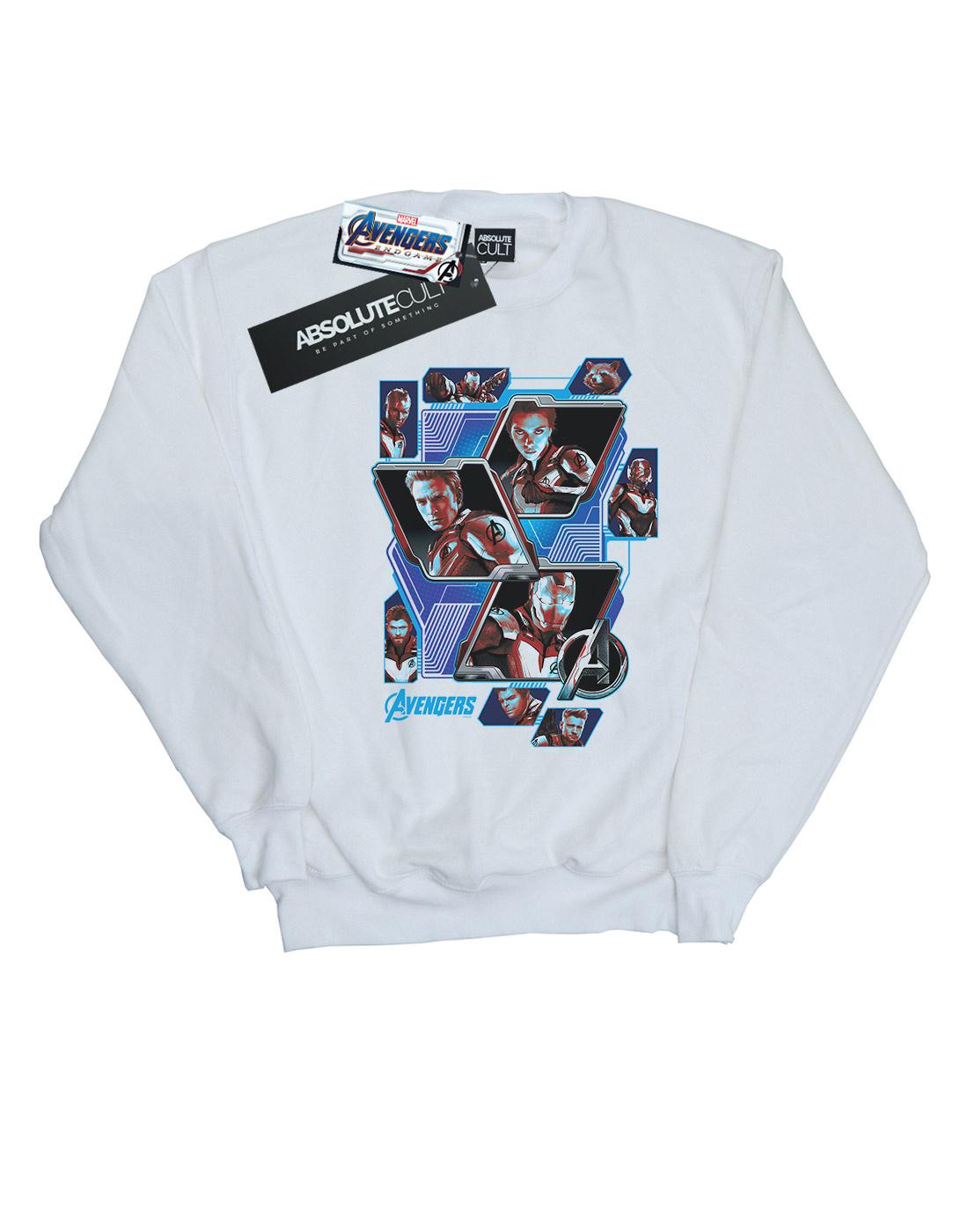 White - Front - Marvel Girls Avengers Endgame Hero Panels Sweatshirt