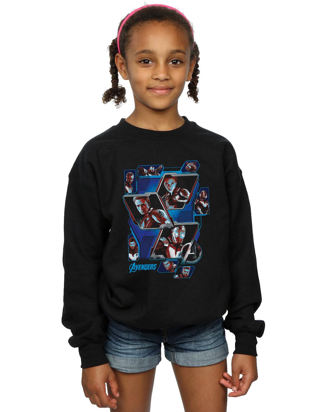 Black - Back - Marvel Girls Avengers Endgame Hero Panels Sweatshirt