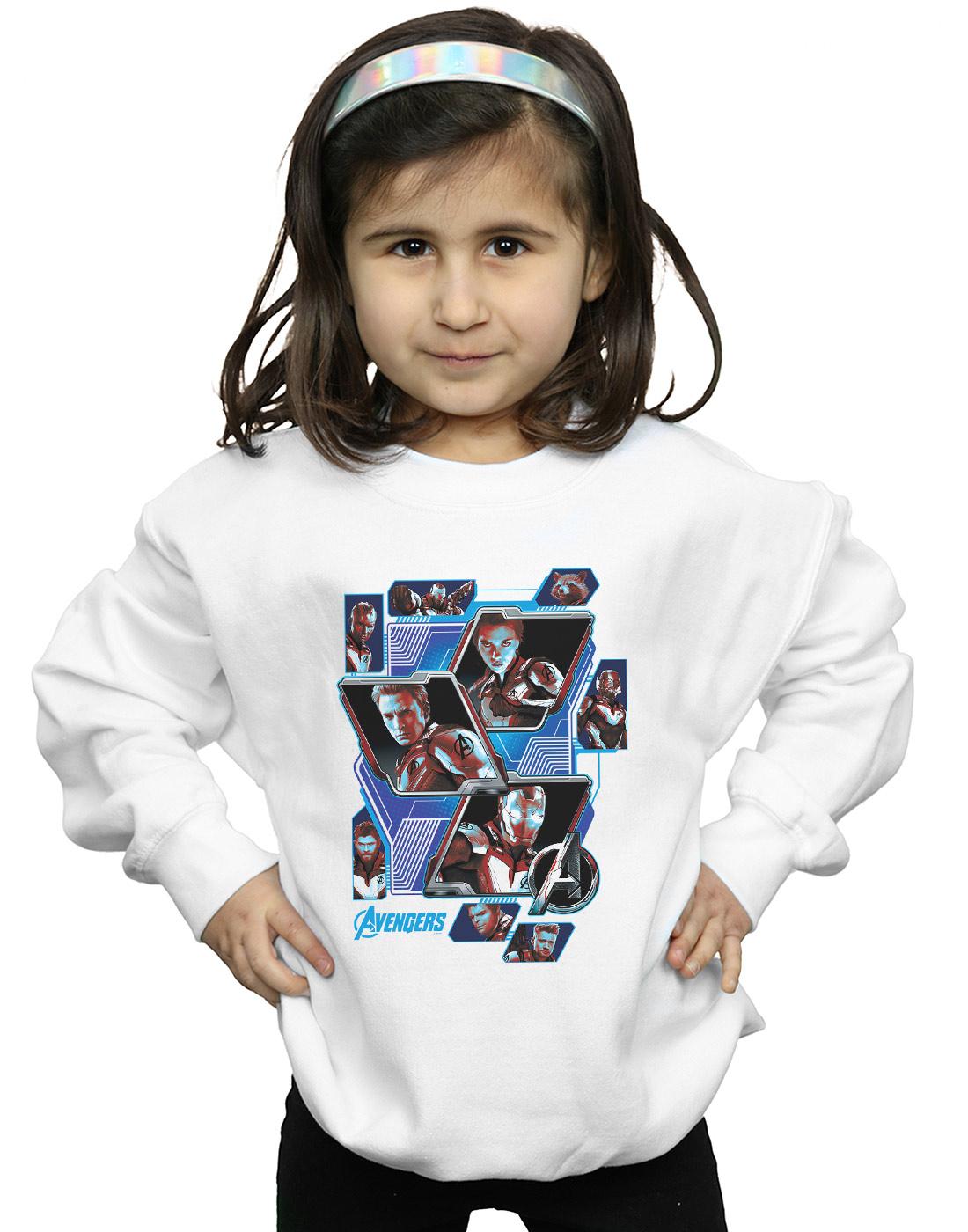 White - Back - Marvel Girls Avengers Endgame Hero Panels Sweatshirt