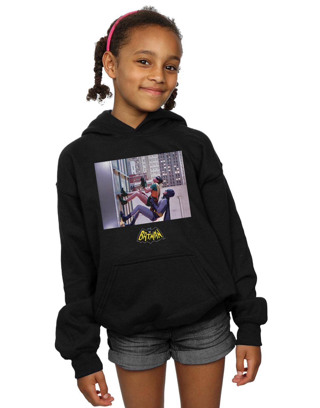 Black - Back - DC Comics Girls Batman TV Series Skyscraper Climb Hoodie