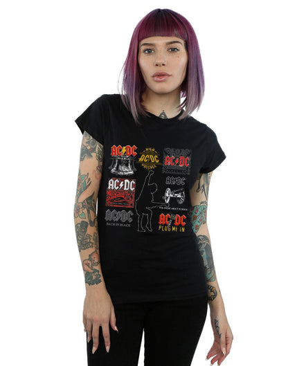 Black - Back - AC-DC Womens-Ladies Art Collection Cotton T-Shirt
