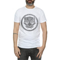 White - Side - Black Panther Mens Distressed Logo Cotton T-Shirt