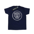 Navy Blue - Front - Black Panther Mens Distressed Logo Cotton T-Shirt