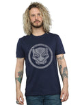 Navy Blue - Back - Black Panther Mens Distressed Logo Cotton T-Shirt