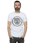 White - Back - Black Panther Mens Distressed Logo Cotton T-Shirt
