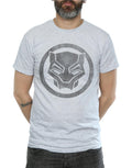 Sports Grey - Side - Black Panther Mens Distressed Logo Cotton T-Shirt