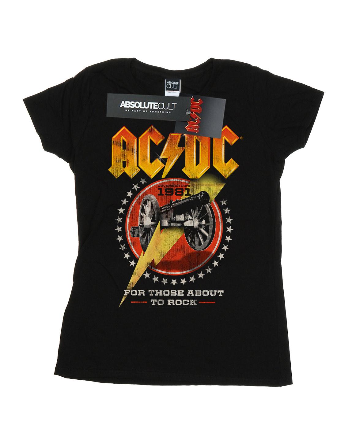 Black - Front - AC-DC Womens-Ladies For Those About To Rock 1981 Cotton T-Shirt