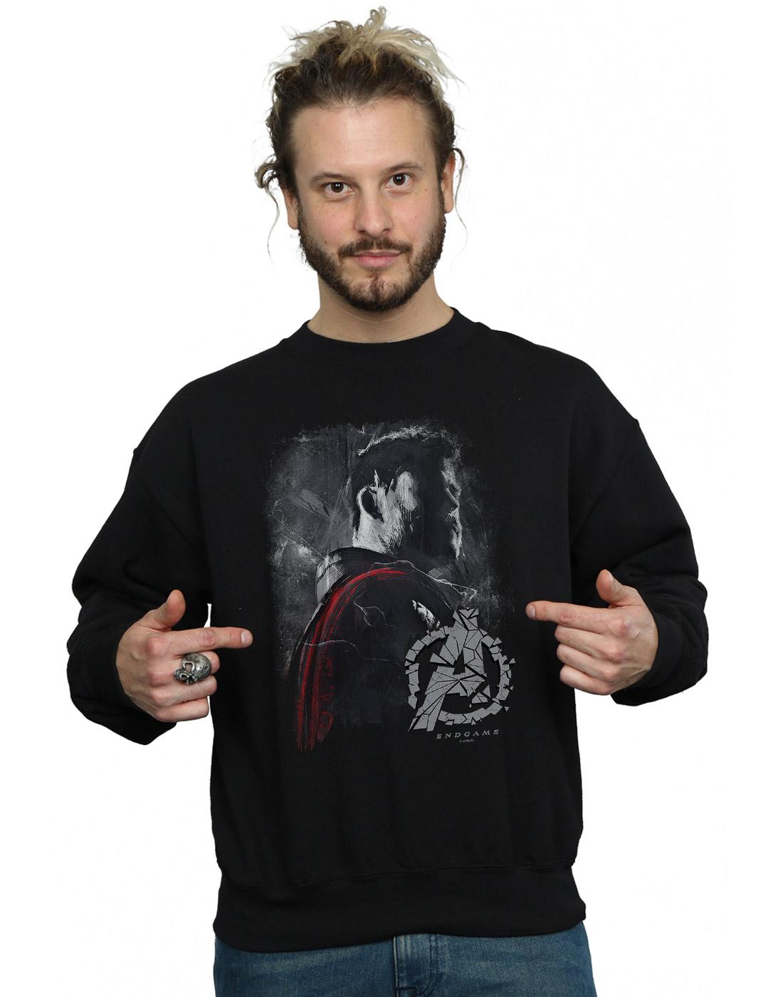 Black - Front - Marvel Mens Avengers Endgame Thor Brushed Cotton Sweatshirt