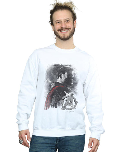White - Back - Marvel Mens Avengers Endgame Thor Brushed Cotton Sweatshirt