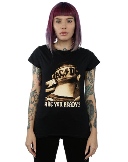 Black - Back - AC-DC Womens-Ladies Are You Ready Hair Shave Cotton T-Shirt