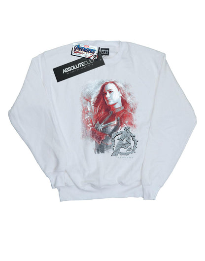 White - Front - Marvel Mens Avengers Endgame Captain Marvel Brushed Cotton Sweatshirt