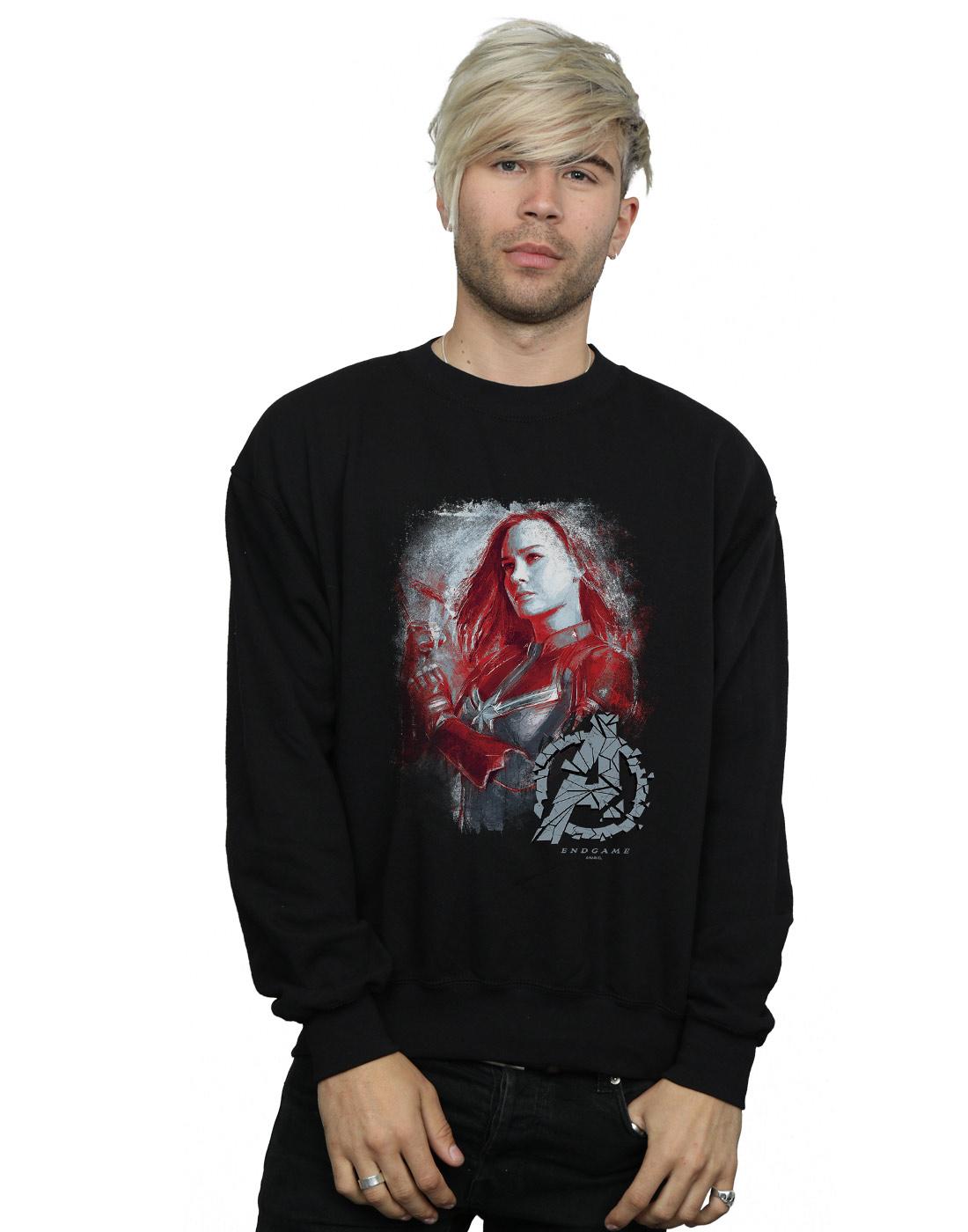 Black - Back - Marvel Mens Avengers Endgame Captain Marvel Brushed Cotton Sweatshirt