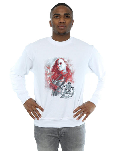 White - Back - Marvel Mens Avengers Endgame Captain Marvel Brushed Cotton Sweatshirt