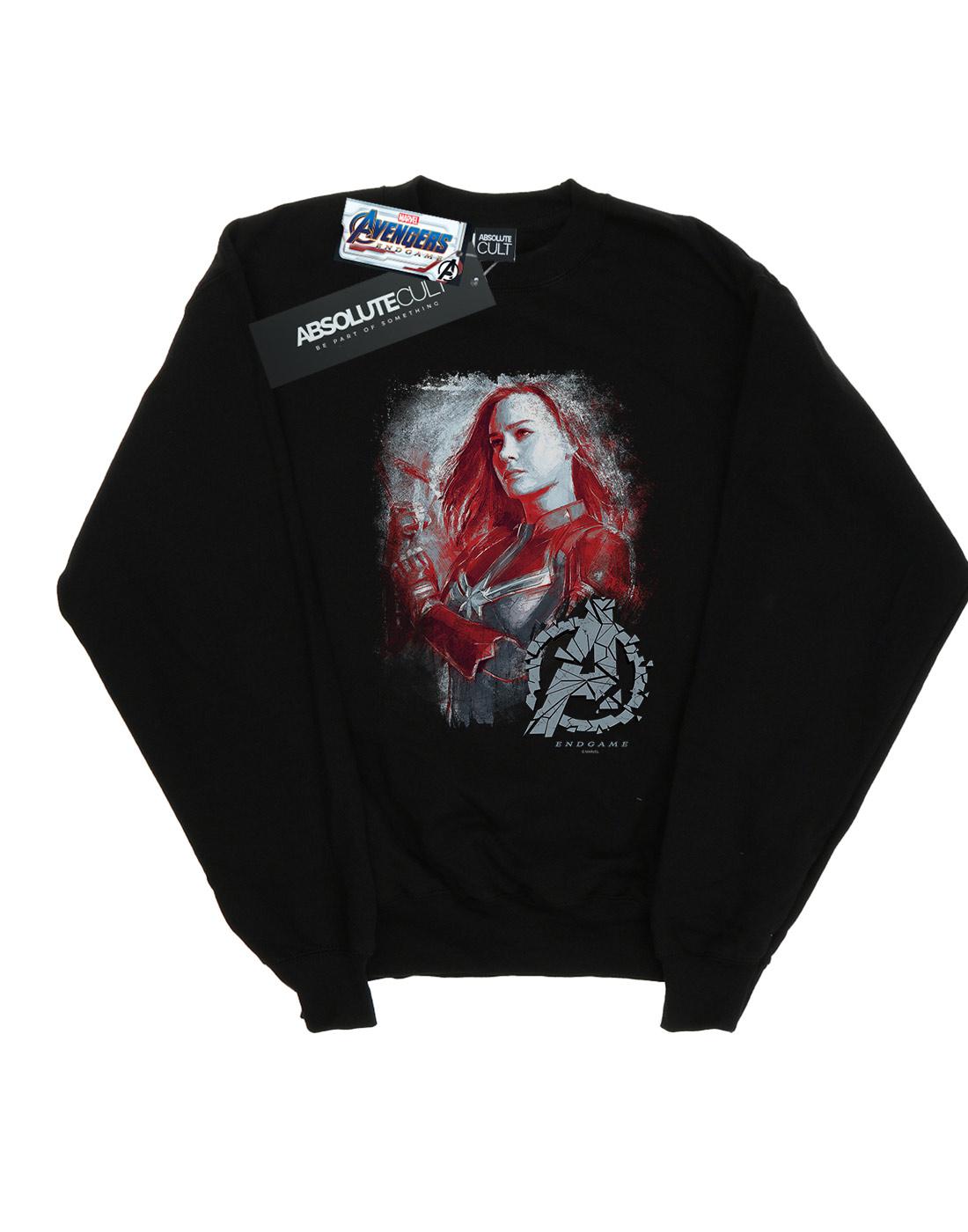 Black - Front - Marvel Mens Avengers Endgame Captain Marvel Brushed Cotton Sweatshirt