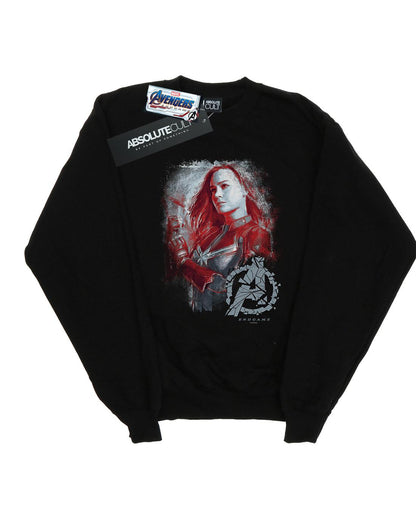 Black - Front - Marvel Mens Avengers Endgame Captain Marvel Brushed Cotton Sweatshirt