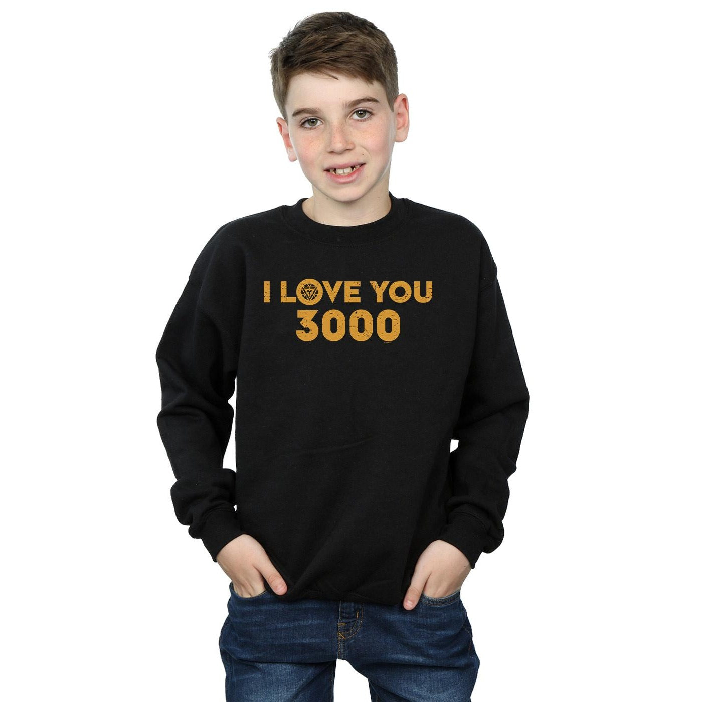 Black - Back - Marvel Boys Avengers Endgame I Love You 3000 Arc Reactor Sweatshirt