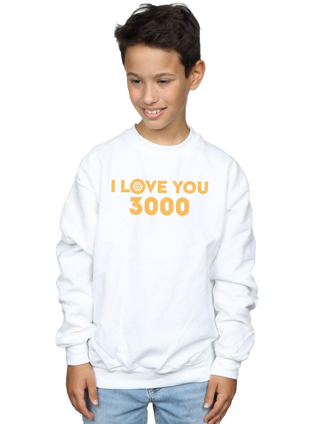 White - Back - Marvel Boys Avengers Endgame I Love You 3000 Arc Reactor Sweatshirt