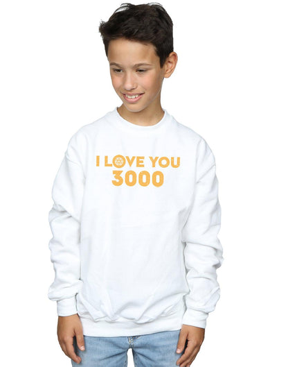 White - Back - Marvel Boys Avengers Endgame I Love You 3000 Arc Reactor Sweatshirt