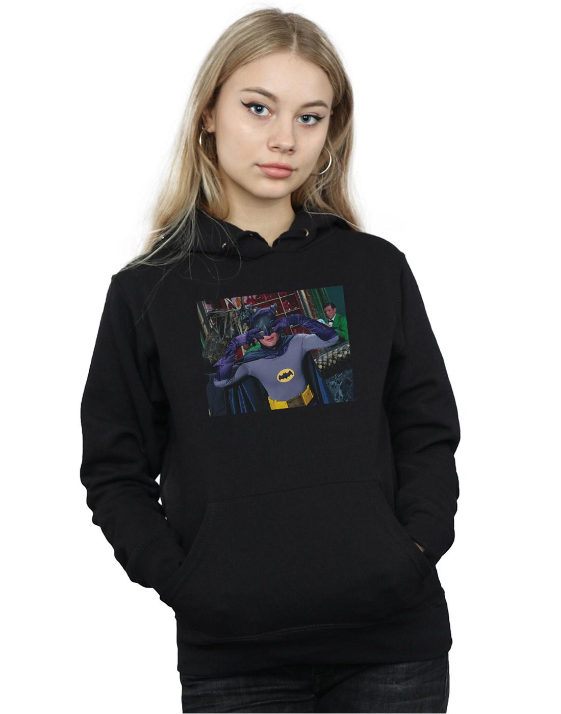 Black - Back - DC Comics Womens-Ladies Batman TV Series Batdance Photo Hoodie
