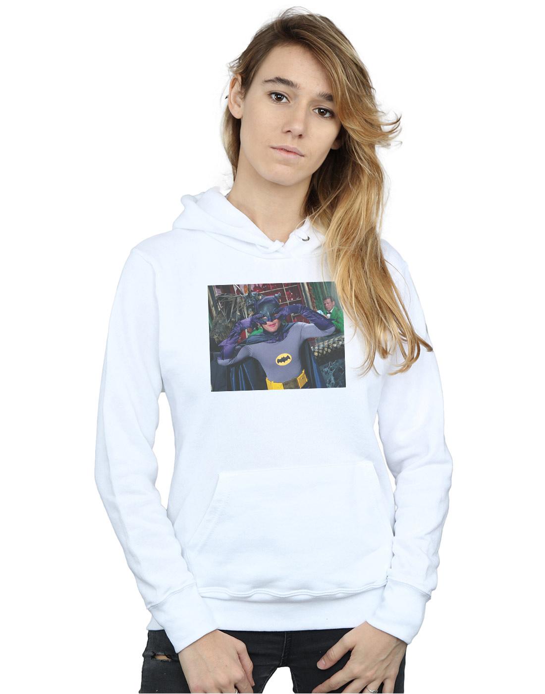 White - Back - DC Comics Womens-Ladies Batman TV Series Batdance Photo Hoodie