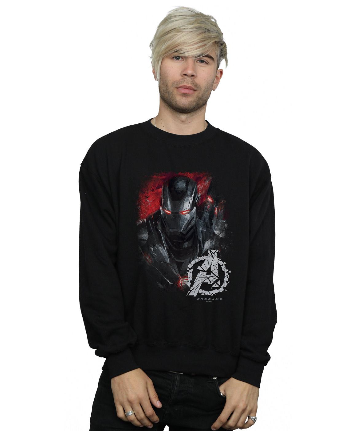 Black - Back - Marvel Mens Avengers Endgame War Machine Brushed Cotton Sweatshirt
