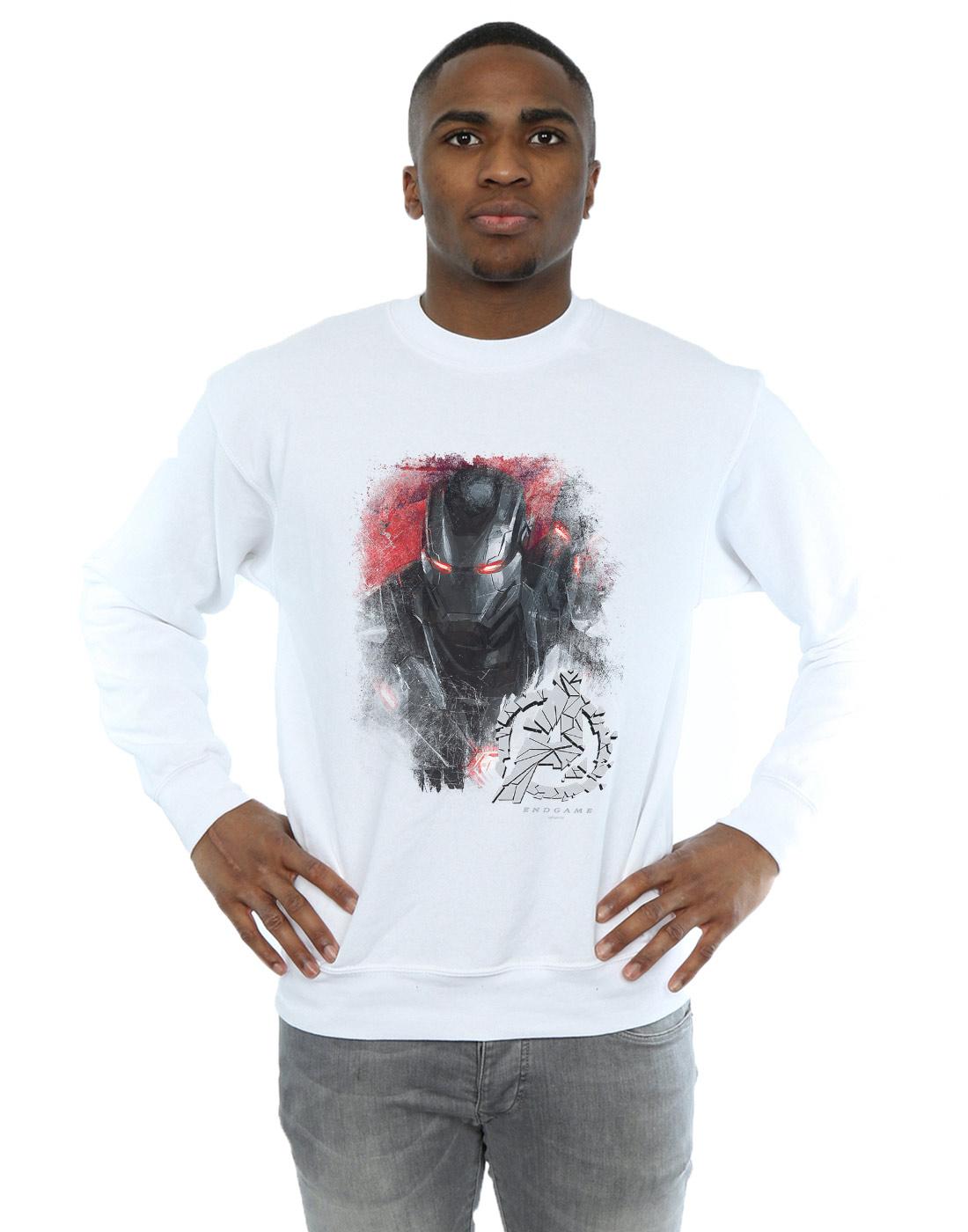 White - Back - Marvel Mens Avengers Endgame War Machine Brushed Cotton Sweatshirt