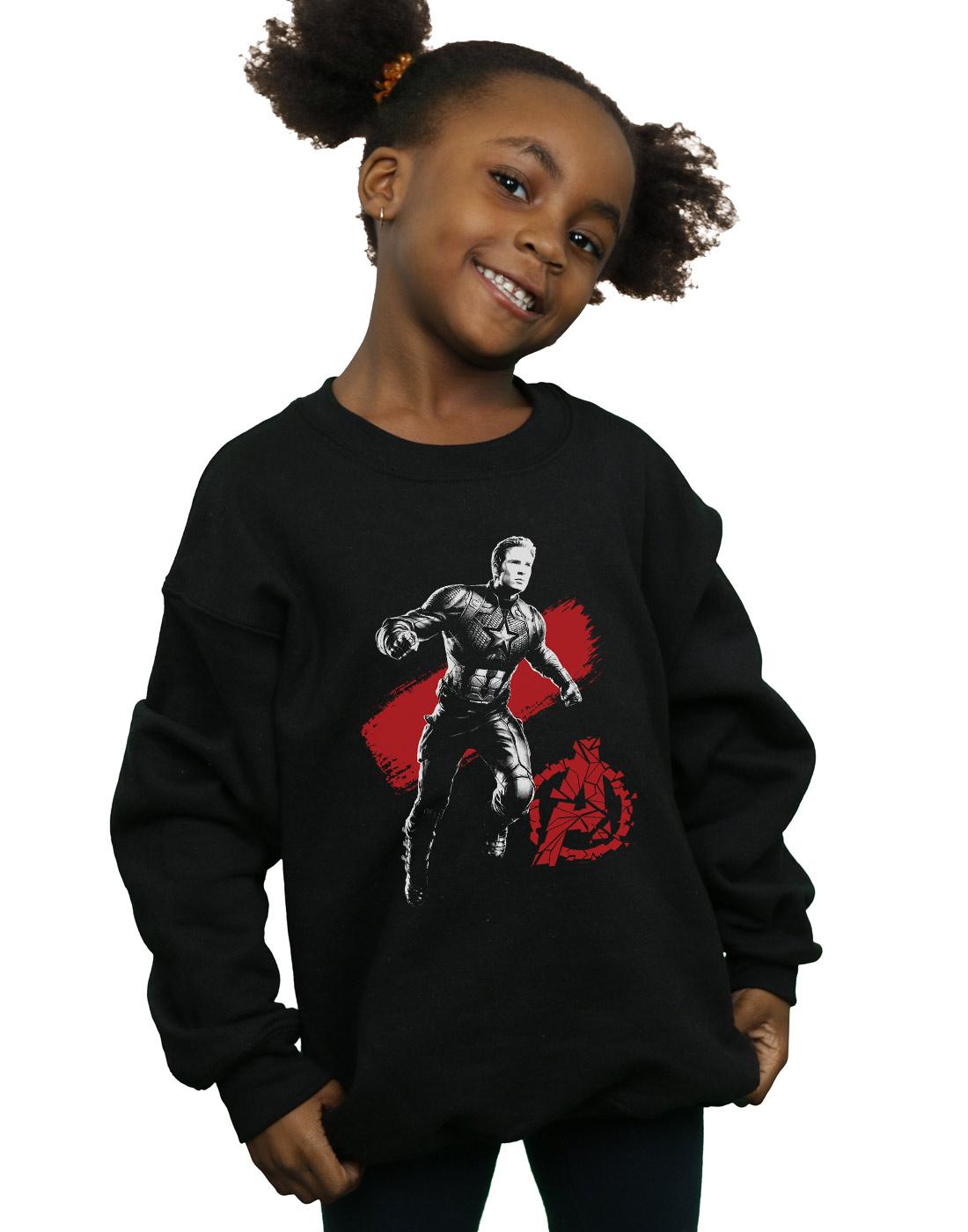 Black - Back - Marvel Girls Avengers Endgame Mono Captain America Sweatshirt
