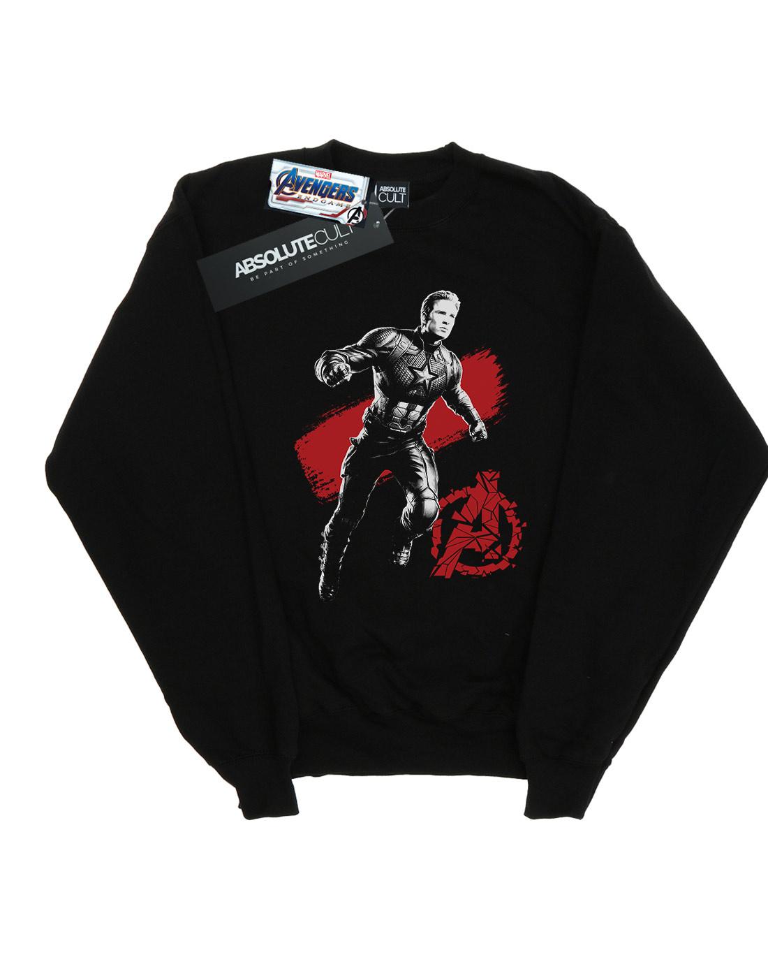 Black - Front - Marvel Girls Avengers Endgame Mono Captain America Sweatshirt