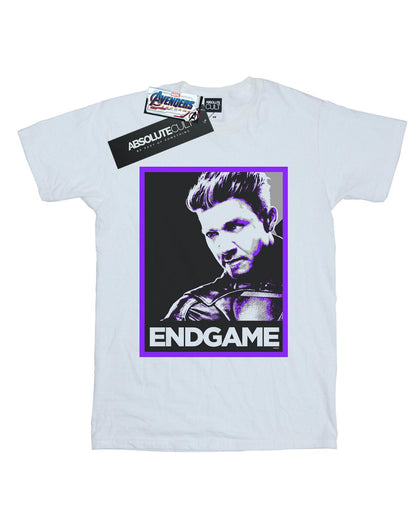 White - Front - Marvel Girls Avengers Endgame Hawkeye Poster Cotton T-Shirt