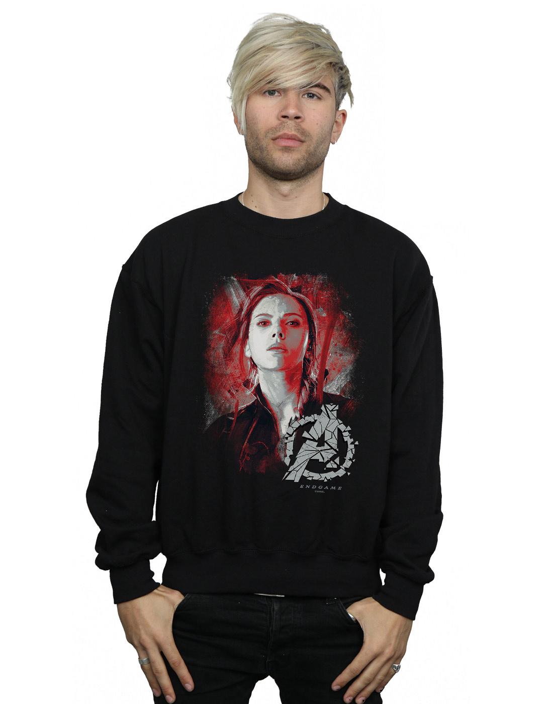 Black - Back - Marvel Mens Avengers Endgame Black Widow Brushed Cotton Sweatshirt