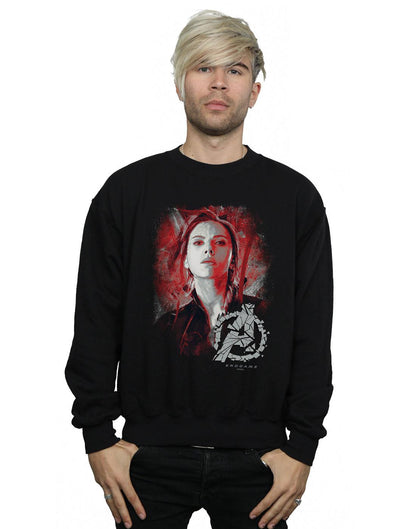 Black - Back - Marvel Mens Avengers Endgame Black Widow Brushed Cotton Sweatshirt