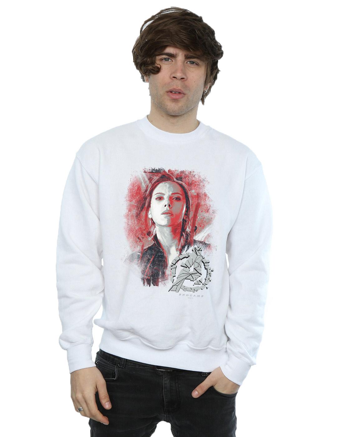 White - Back - Marvel Mens Avengers Endgame Black Widow Brushed Cotton Sweatshirt