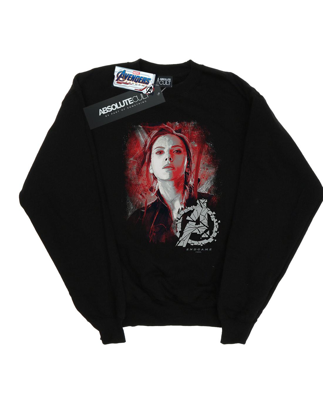 Black - Front - Marvel Mens Avengers Endgame Black Widow Brushed Cotton Sweatshirt