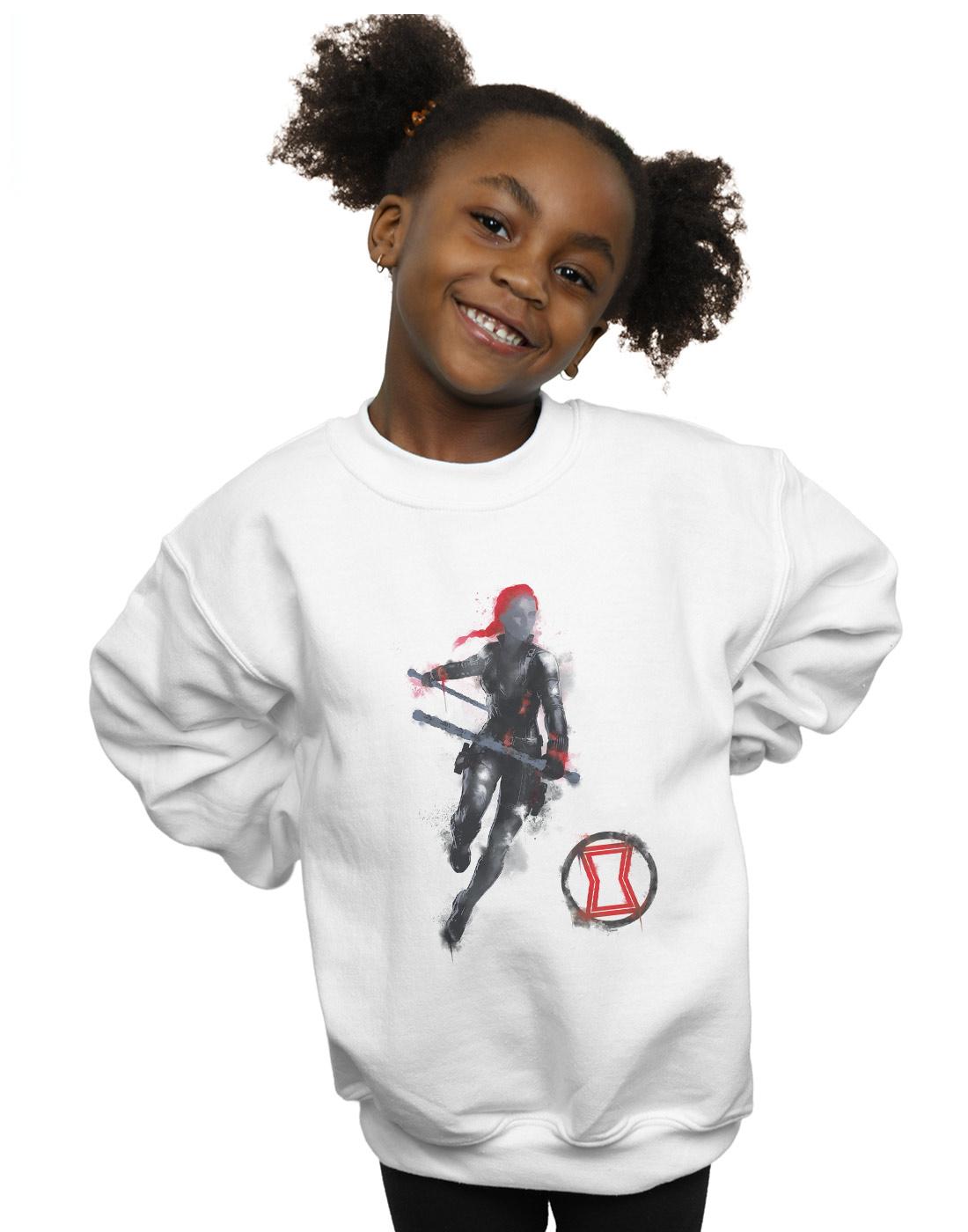 White - Back - Marvel Girls Avengers Endgame Painted Black Widow Sweatshirt