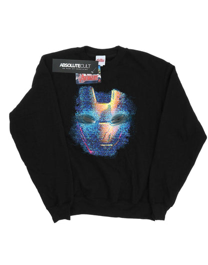 Black - Front - Marvel Womens-Ladies Iron Man Distressed Head Sweatshirt
