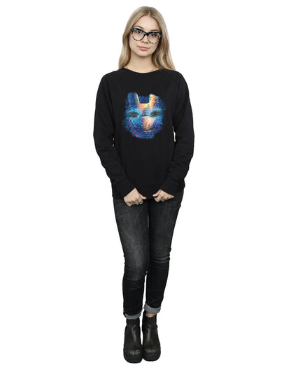 Black - Lifestyle - Marvel Womens-Ladies Iron Man Distressed Head Sweatshirt