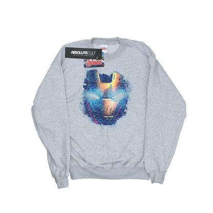 Heather Grey - Front - Marvel Womens-Ladies Iron Man Distressed Head Sweatshirt