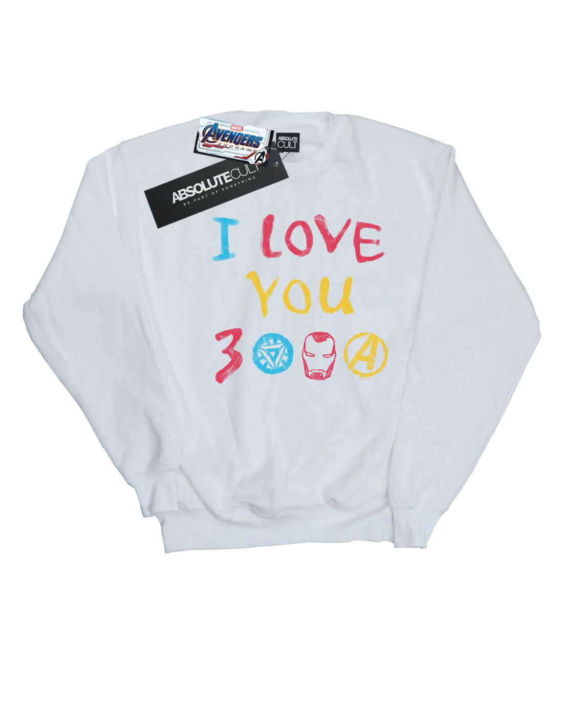 White - Front - Marvel Boys Avengers Endgame I Love You 3000 Crayons Sweatshirt